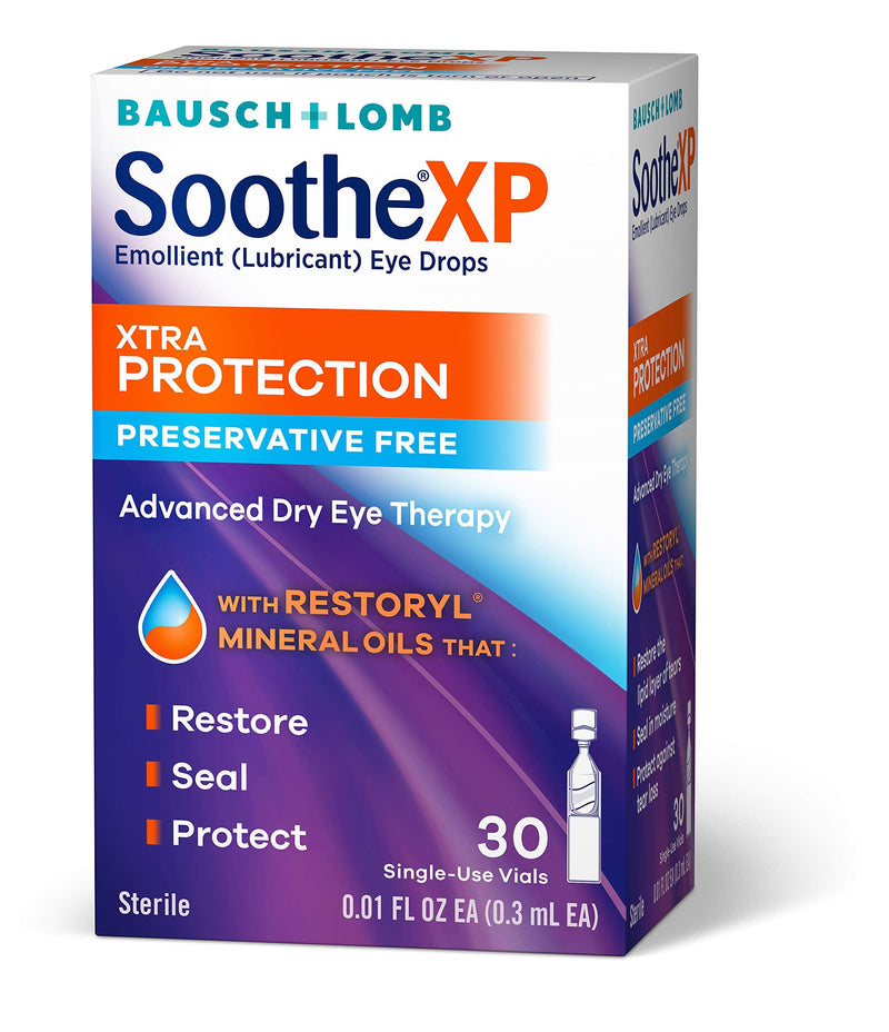 [Australia] - Eye Drops by Bausch & Lomb, Lubricant Relief for Dry Eyes, Soothe XP, Preservative Free, Single Use Dispensers, 0.3 mL, 30 Count 