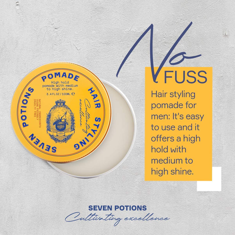 [Australia] - Seven Potions Men's Natural Pomade ‚Äî Natural, Water-Based, High Shine, High Hold Hair Styling Product ‚Äî 100% Vegan, Cruelty Free (100ml) 