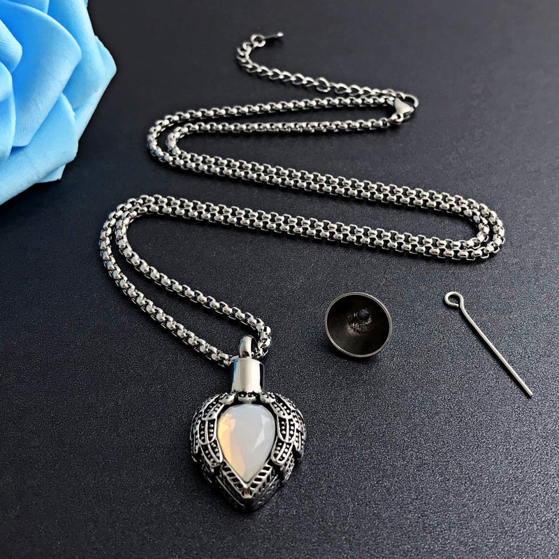 [Australia] - MUERDOU Urn Necklaces for Ashes Urns for Human Ashes Angel Wing Birthstone Cremation Jewelry Keepsake Holder Memorial Necklace Pendant June 