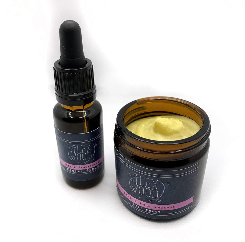 [Australia] - Rose and Frankincense Cream & Serum Gift Set - handcrafted in the UK, 100% Natural, Vegan, Moisturising, Anti Ageing, Cruelty Free, Palm Oil Free, Plastic Free 