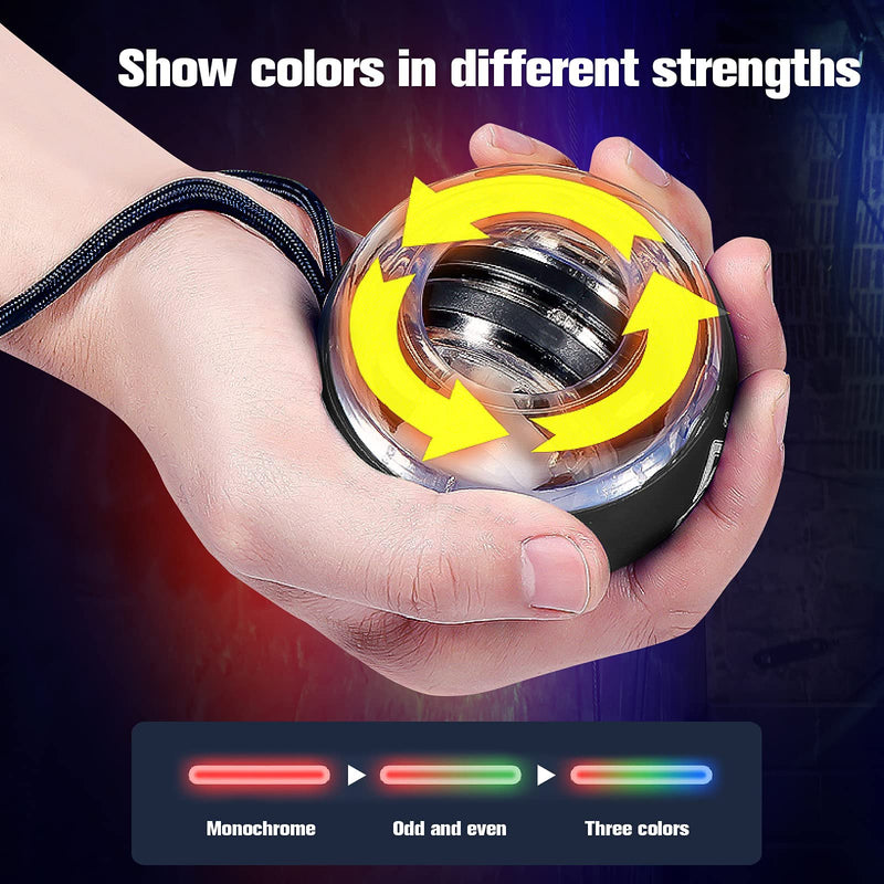 [Australia] - JIN BD Wrist Trainer Ball Auto-Start Wrist Strengthener Gyroscopic Forearm Exerciser Gyro Ball for Strengthen Arms, Fingers, Wrist Bones and Muscles BLACK Without Light 