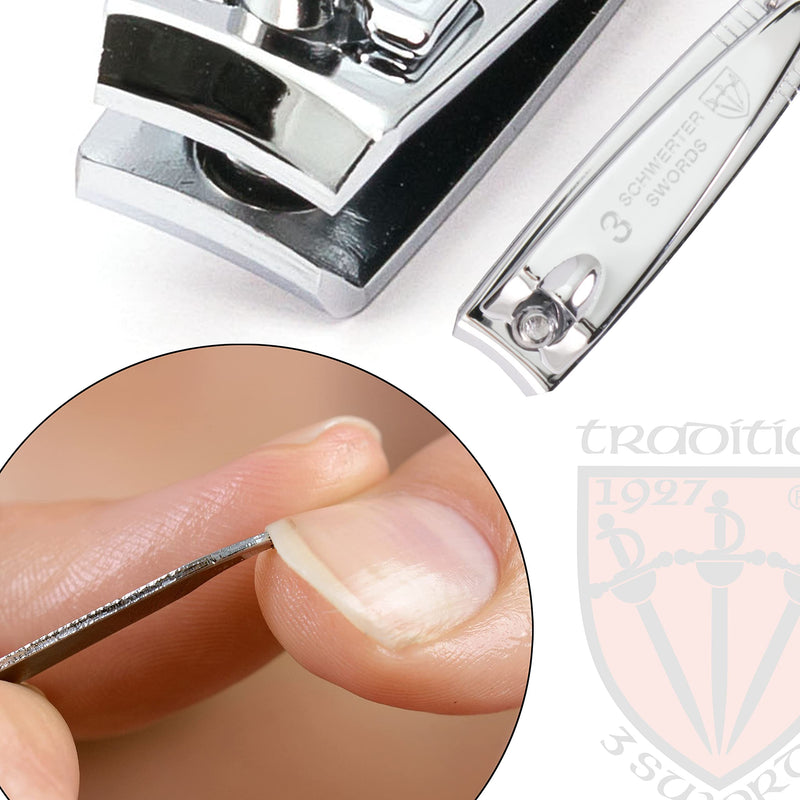 [Australia] - 3 Swords Germany - brand quality 2 piece manicure pedicure grooming kit set FINGER & TOE NAIL CLIPPER in synthetic leather case - Made by 3 Swords (6721) SILVER 