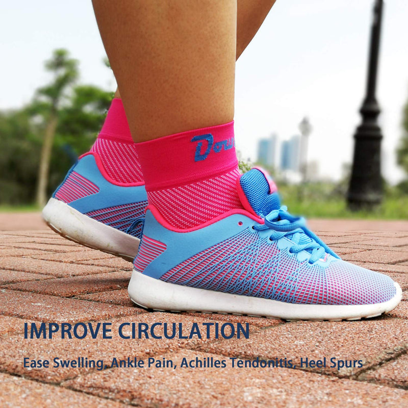 [Australia] - Dowellife Plantar Fasciitis Socks, Ankle Brace Compression Support Sleeves & Arch Support, Foot Compression Sleeves, Ease Swelling, Achilles Tendonitis, Heel Spur for Men Women Pink Small 