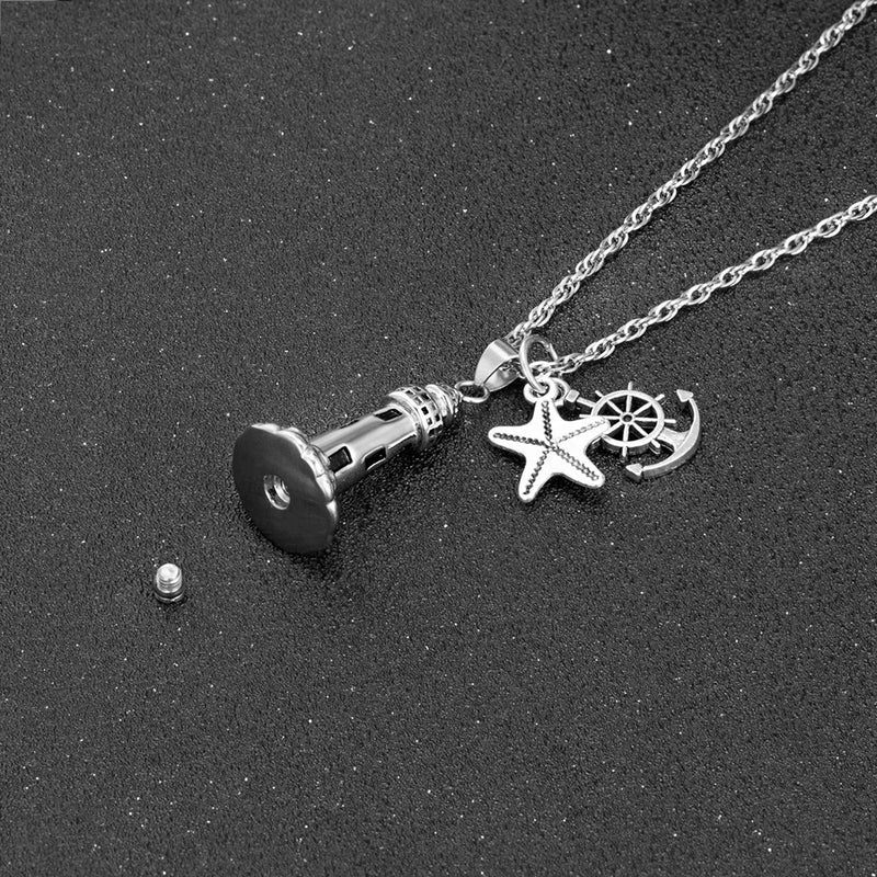 [Australia] - Gredstar Lighthouse Urn Necklace for Ashes Memorial Keepsake Pendant with Starfish Charms Cremation Jewelry 