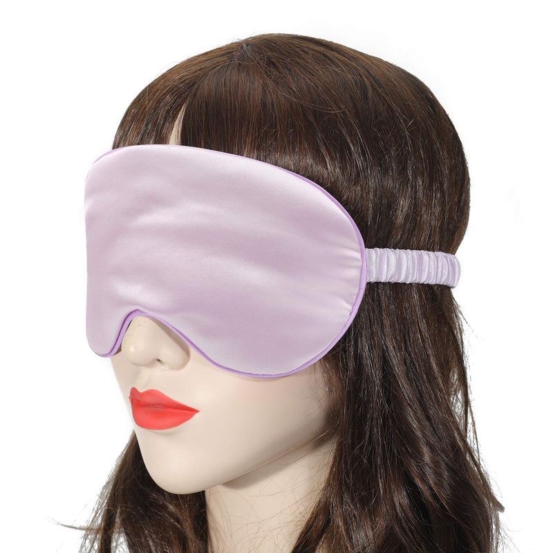 [Australia] - ZLYC Silk Satin Sleep Mask with Elastic Strap Travel Eye Sleeping Blindfold for Women Men (Light Pink, Lavender) Light Pink, Lavender 
