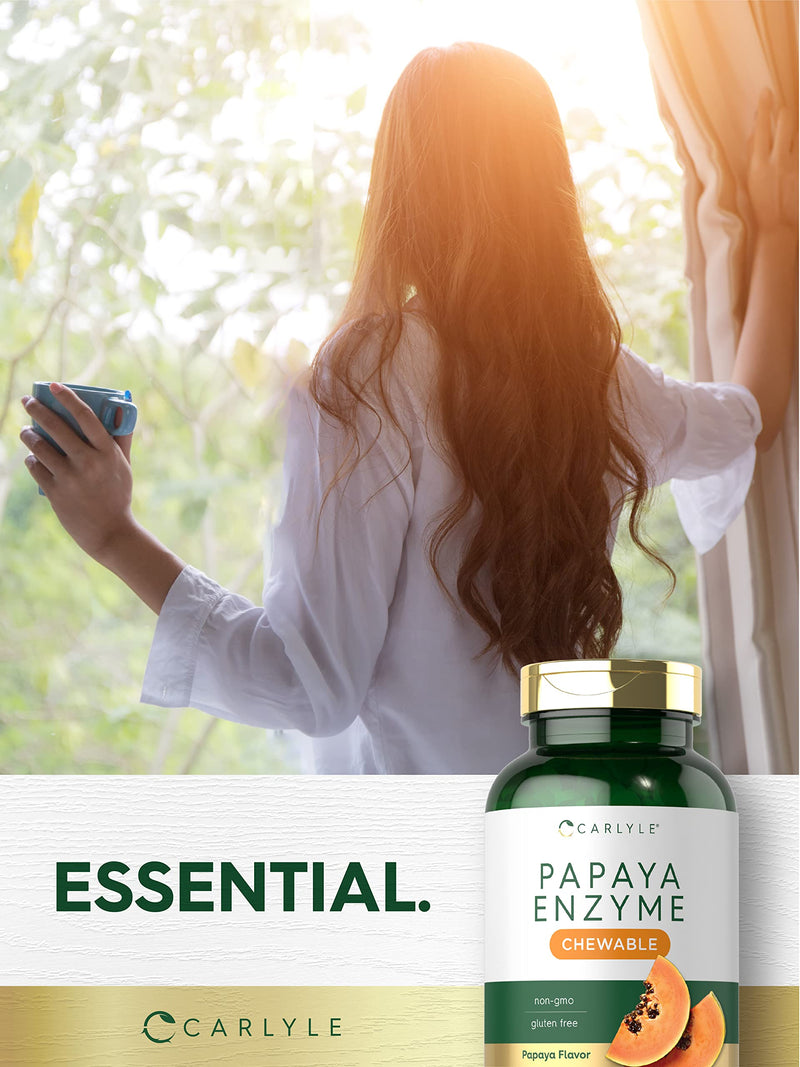 [Australia] - Papaya Enzyme Chewable Tablets | 600 Count | Vegetarian, Non-GMO, Gluten Free Formula | Papaya Flavor | by Carlyle 