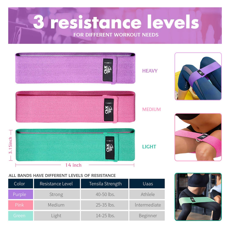 [Australia] - CFX Resistance Bands 3 Sets, Premium Exercise Bands with Non-Slip Design for Hips & Glutes, 3 Resistance Level Workout Booty Bands for Women and Men,Home Training,Fitness,Yoga 3pcs-02 
