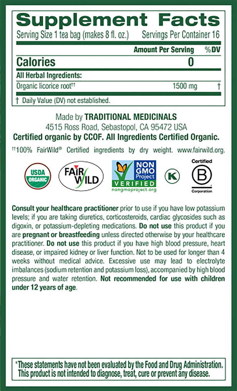 [Australia] - Traditional Medicinals Organic Licorice Root Herbal Tea, Soothes Digestion, (Pack of 1) - 16 Tea Bags 