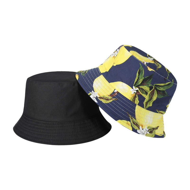 [Australia] - ZLYC Unisex Cute Print Bucket Hat Summer Fisherman Cap (Lemon) 