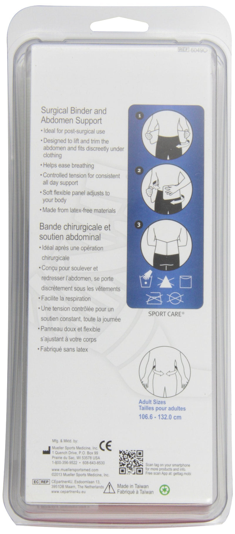 [Australia] - Mueller Sports Medicine Surgical Binder and Abdomen Support, White, Large, X-Large, Large/X-Large 