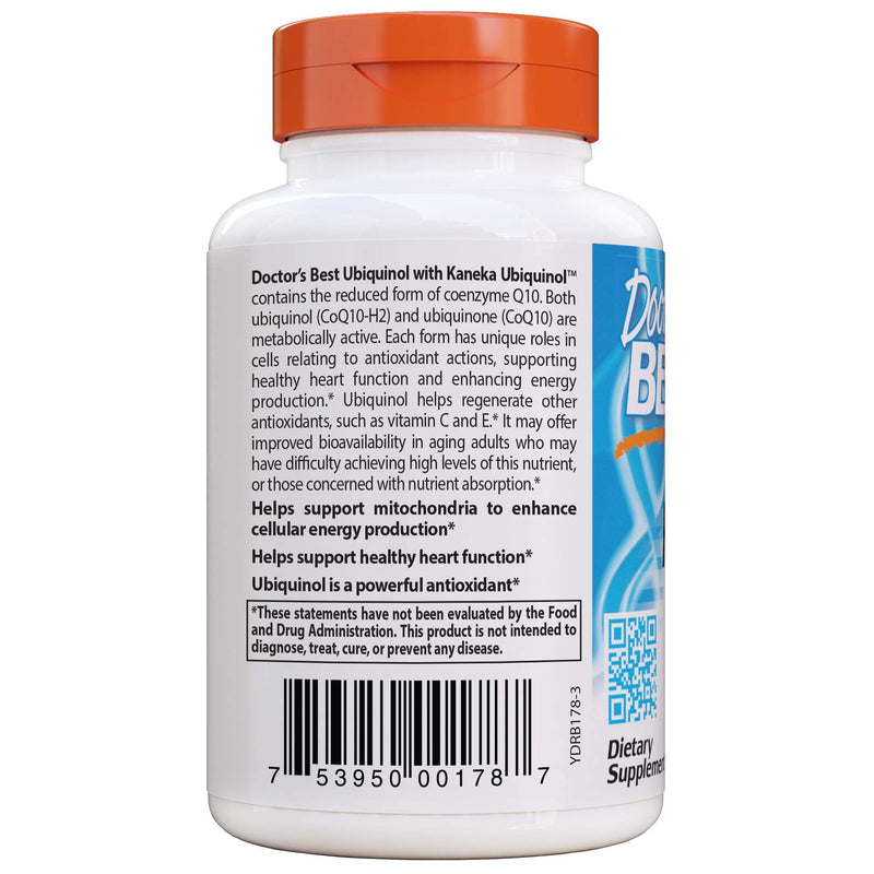 [Australia] - Doctor's Best Ubiquinol with Kaneka QH, Non-GMO, Gluten & Soy Free, Heart Health, 50 mg, 90 Count 