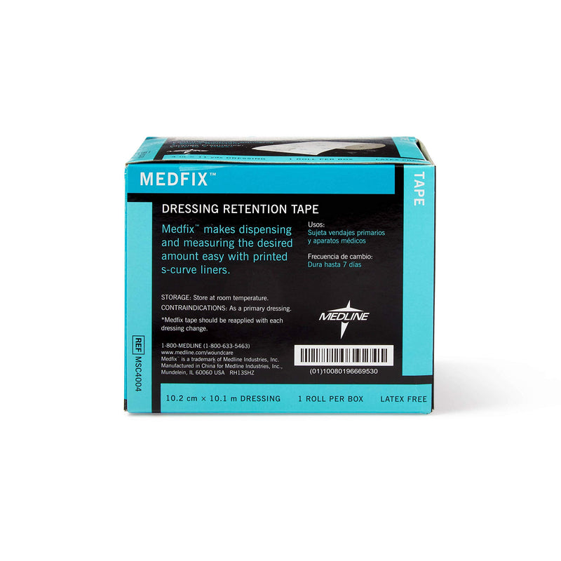 [Australia] - Medline MedFix Dressing Retention Tape with S-Release Liner, Secures Primary Dressings and Medical Appliances, 4" x 11 yd 