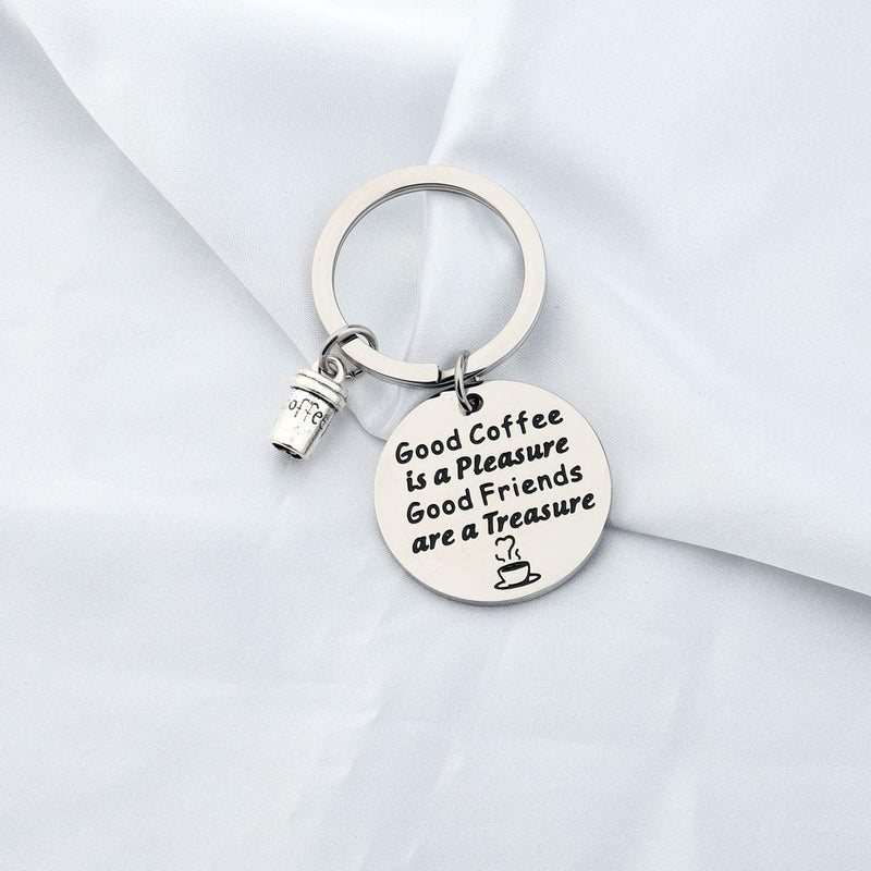 [Australia] - FUSTMW Coffee Lover Keychain Coffee Friends Gifts Barista Gifts Coffee Themed Friendship Jewelry BFF Birthday Gifts silver 