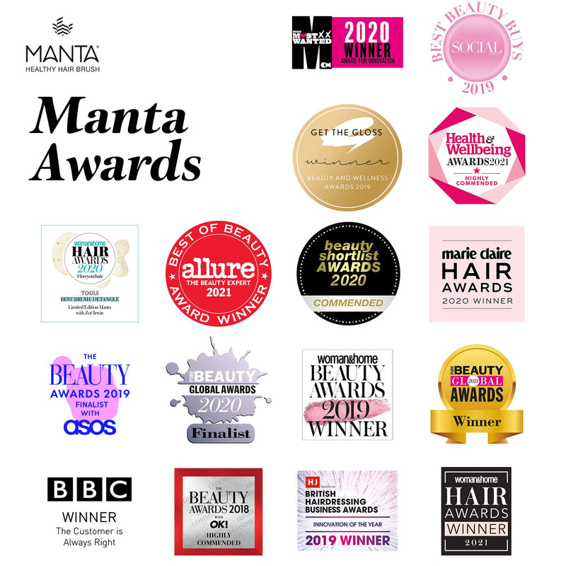 [Australia] - Manta Hair Brush, Anti Breakage Hairbrush, Detangle Brush for Curly, Thick, Fine, Wet Hair, Shower Scalp Shampoo Brush, Prevent Hair Breakage, Promote Hair Growth, Great on All Hair types, Black 