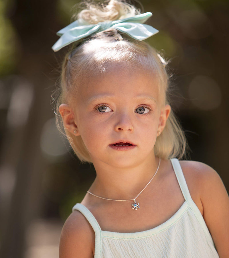[Australia] - Girls Sterling Silver Daisy Simulated Birthstone Necklace for Children 09-September 