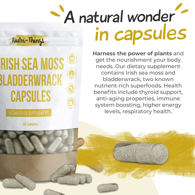 [Australia] - Sea Moss Capsules | Vegan Superfood | Metabolism and Energy Boost | Great Alternative to Gel, Gummies & Raw Irish SeaMoss | 60 Capsules 