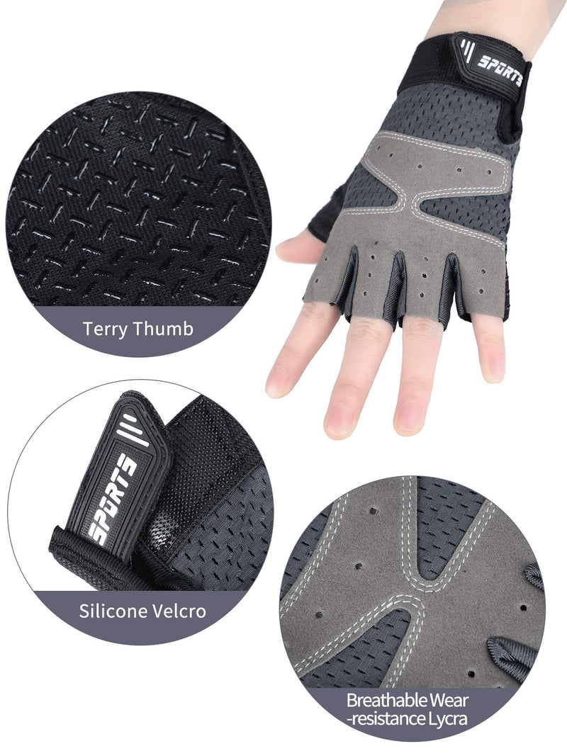 [Australia] - 3 Pairs Kids Half Finger Gloves Non-Slip Gel Gloves Adjustable Sports Gloves 8-15 Years 