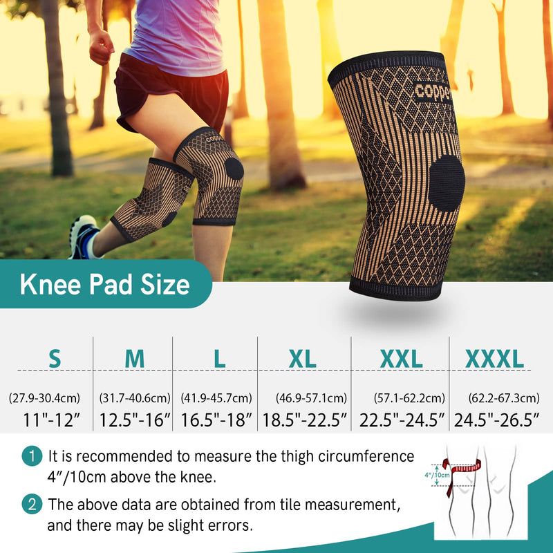 [Australia] - (1 Pair) Copper Knee Brace for Women & Men- Copper Knee Braces for Knee Pain and Support - Copper Ions Fiber Compression Knee Sleeve Grade for Running, Meniscus Tear, ACL, Joint Pain Relief Large black yellow 