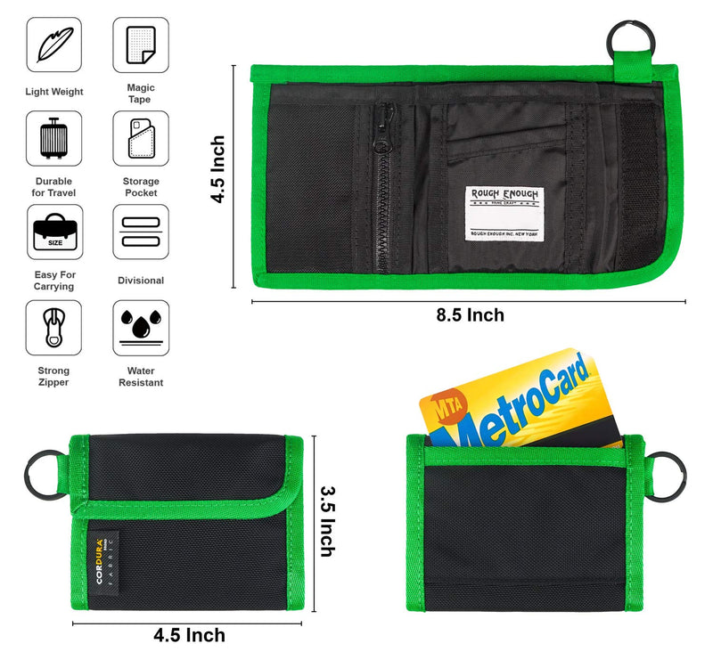 [Australia] - Rough Enough Slim Small Kids Wallet for Boys Girls Teen Keychain Bifold Credit Card Holder Front Pocket Change Coin Purse Organizer for Men Teen with Zipper Pocket Christmas Birthday Unique Gifts Black 