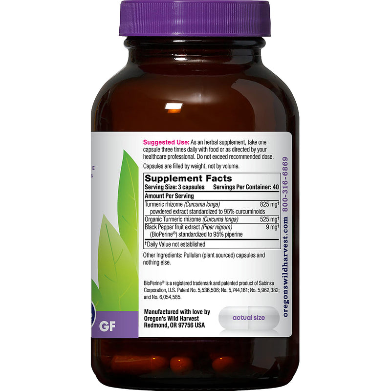 [Australia] - Oregon's Wild Harvest, Turmeric Curcumin Supplement with BioPerine, Antioxidant, Anti-Inflammatory, 1350 MGS, 120 Count 120 Count (Pack of 1) 