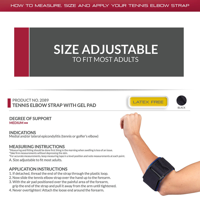 [Australia] - OTC Tennis Elbow Strap, Thrapeutic Gel Pad Insert Black 