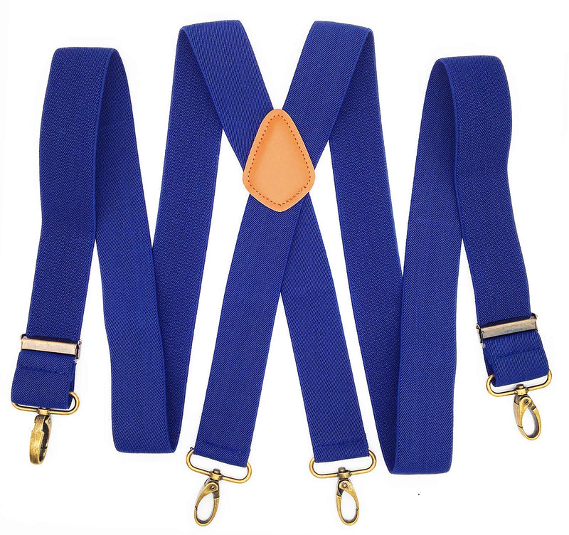 [Australia] - AYOSUSH 4 Swivel Hook Vintage Suspenders for Men with Hooks X Back Wedding Party One Size Navy 