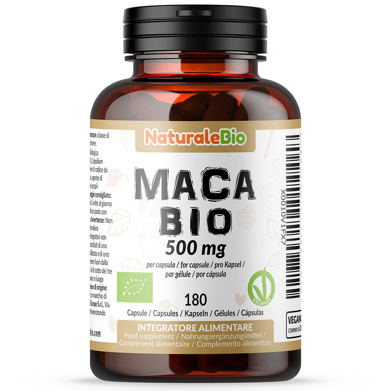 [Australia] - Organic Maca Capsules, 500mg - 180 Capsules. Gelatinised, Natural and Pure, from Organic Peruvian Maca Root. Vegetarian and Vegan Friendly. NaturaleBio 