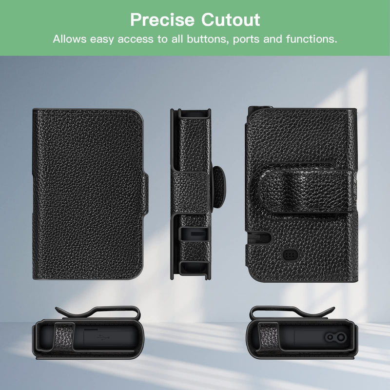 [Australia] - MEDMAX PU Leather Protective Case for Tandem T:Slim X2 / T:Slim Insulin Pumps, Lightweight Diabetic Storage Carrying Case with Belt Clip, (Black) Black 