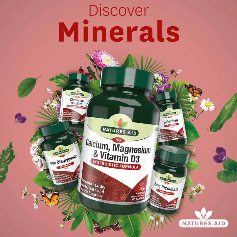 [Australia] - Natures Aid Calcium, Magnesium and Zinc, Maintain Normal Bones, Teeth and Muscle Function, Vegan, 90 Tablets 