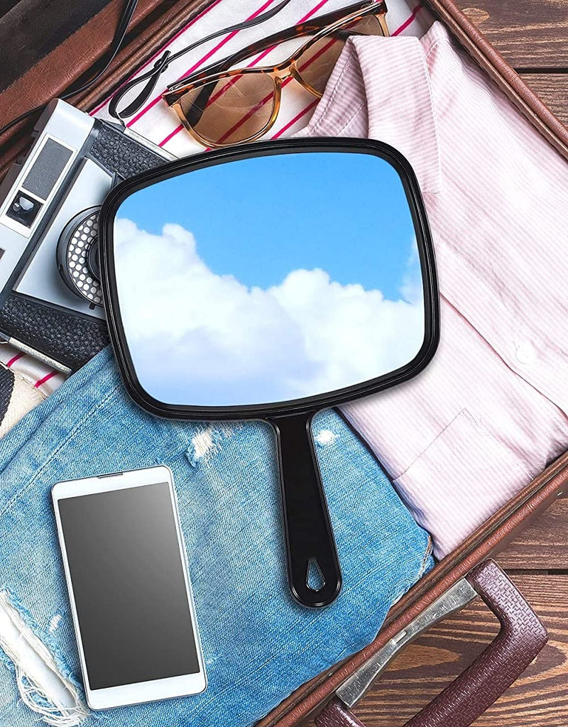 [Australia] - KOMUNJ Hand Held Mirror, Salon Hairdresser Hand Held Mirror, Black Handheld Hairdressing Mirror, Professional Hand Held Mirror Salon Barbers Hairdressers Paddle Mirror 