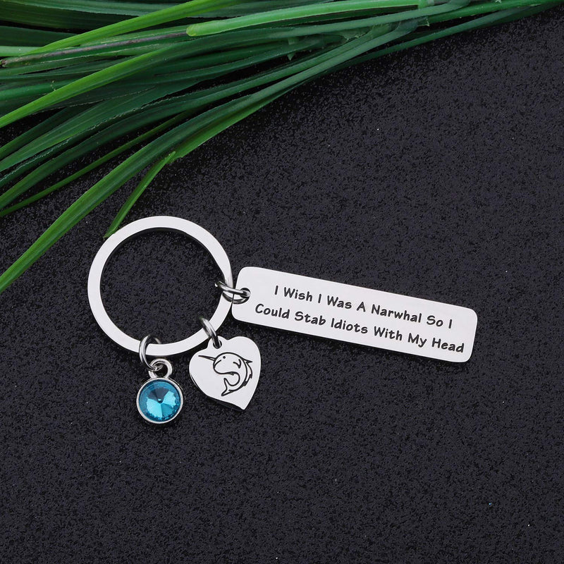 [Australia] - CYTING Narwhal Gift I Wish I was a Narwhal So I Could with My Head Narwhal Animal Keychain Sea Ocean Themed Party Gift for Narwhal Lover 