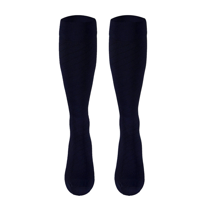 [Australia] - Truform Travel Compression Socks for Men and Women, 15-20 Knee High Over Calf Length, Navy, Medium 