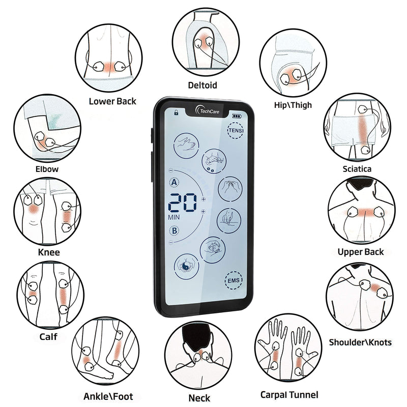 [Australia] - Tens Unit Muscle Stimulator 24 Massage Mode Tens EMS Machine Device Touchscreen Massager Intensity Deep Tissue Shoulder Pain Relief Sciatica Tendonitis Plantar Fasciitis 