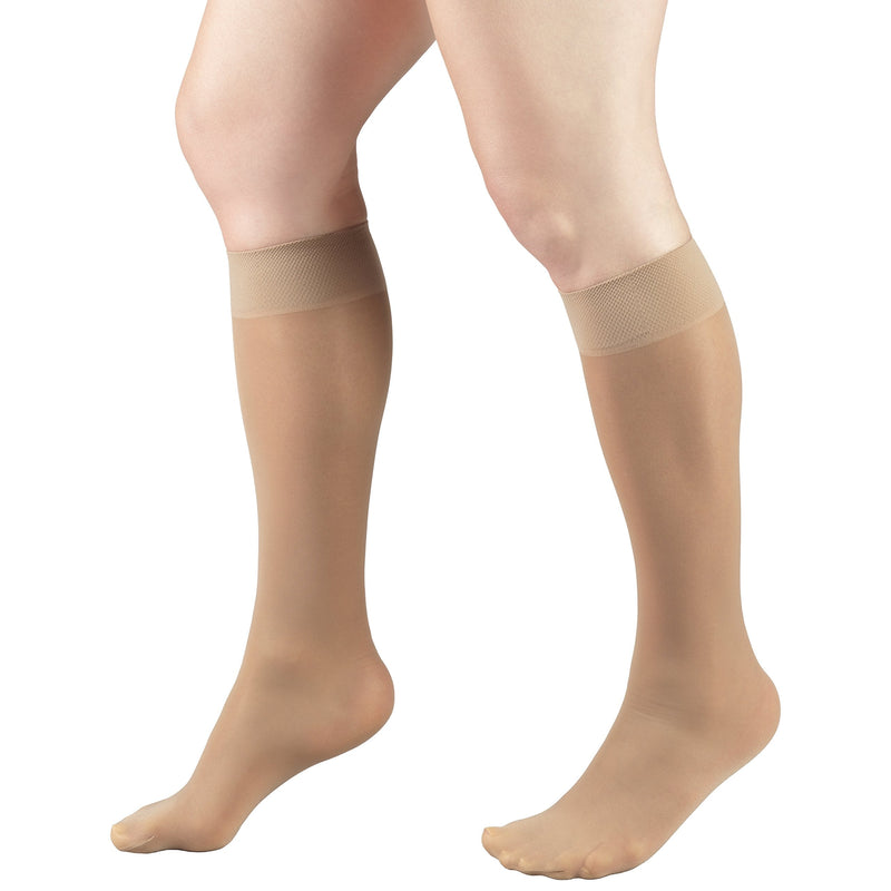 [Australia] - Truform Sheer Compression Stockings, 8-15 mmHg, Women's Knee High Length, 20 Denier, Beige, Large Large (1 Pair) 