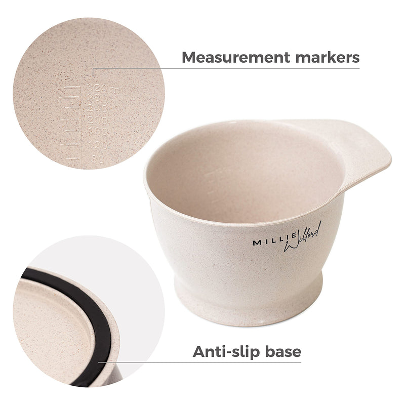 [Australia] - Millie Wilford, Hair Dye Bowl and Brush Set, Tool Kit for Home Hair Dye and Root Touch-up, Recycled Plant Fibre (5 piece) 5 piece 