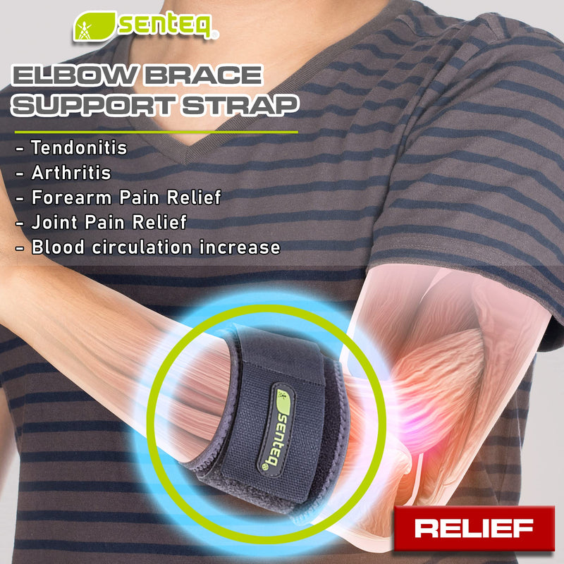 [Australia] - SENTEQ Elbow Brace for Men and Women Golfers Forearm Muscle Relief Strap Braces Wraps 2PACKS 2 Count (Pack of 1) 