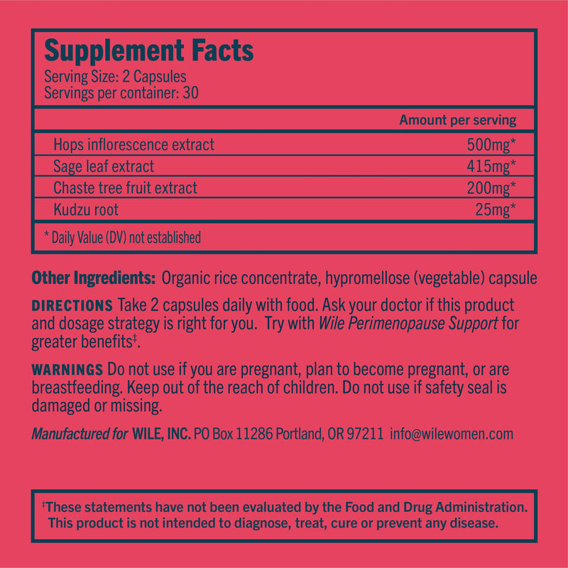[Australia] - Wile Hot Flash Menopause Supplement for Women | Multi-Symptom Menopause Relief, Reduces Hot Flashes, Night Sweats & Perimenopause Symptoms | Side Effect Free & Non Habit Forming (30 Day Supply) 