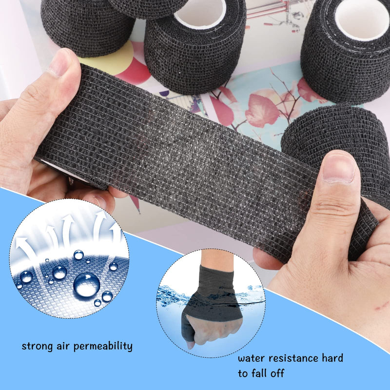 [Australia] - 6 Rolls Self Adherent Cohesive Bandages, 5 cm x 4.5 m Non-Woven Coban Cohesive Wrap Uses Include Wrist & Finger Tape Vet Tape Medical Tape, Black 