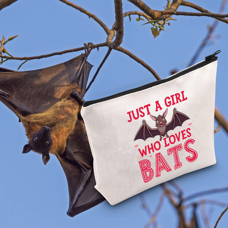 [Australia] - LEVLO Funny Bat Cosmetic Make up Bag Bat Lover Inspired Gift Just A Girl Who loves Bats Makeup Zipper Pouch Bag For Animal Lover, Who loves Bats, 