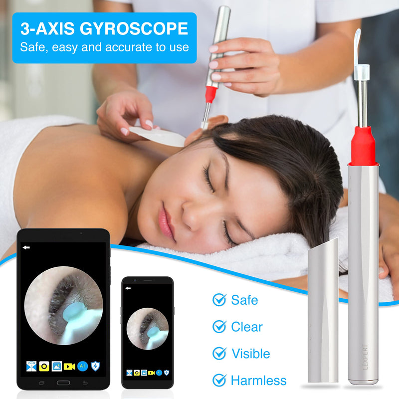 [Australia] - Ear Wax Removal Otoscope Wireless with Free Container and Ear Pick Set - Earwax Remover Tool - Ear Cleaner with Camera - 1080p with 6 LED Lights - Visual Ear Camera Safe Ear Pick Ear Cleaning 
