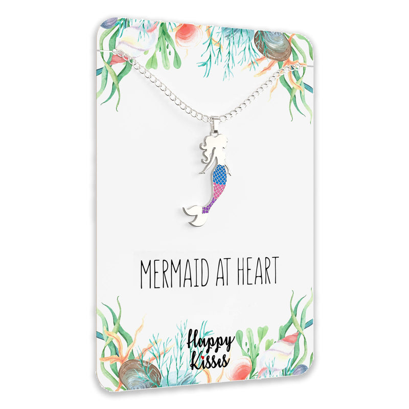 [Australia] - Mermaid Necklace – Cute Mermaid Gift Charm for Women, Girls & Teens – “Mermaid at Heart” Message Card 