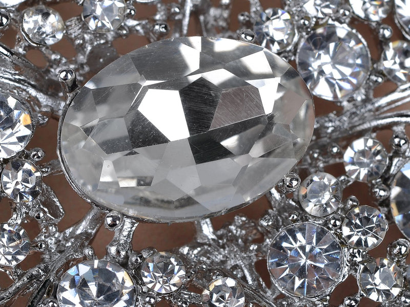 [Australia] - Alilang Shadow Clear Crystal Rhinestone Silvery Tone Flower Fashion Design Pin Brooch 