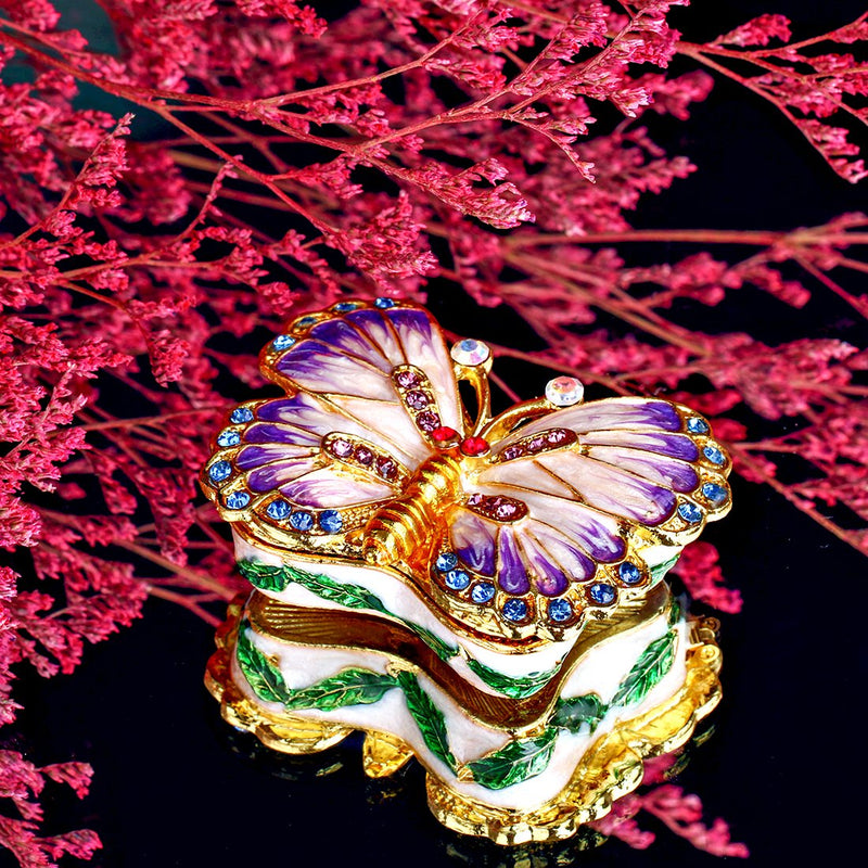 [Australia] - Butterfly Trinket Box Hinged Small Jewelry Bejeweled Trinket Boxes Figurine Collectible Gift (trinket box ii) 
