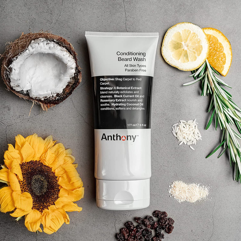 [Australia] - Anthony Conditioning Beard Wash - Contains Botanical and Rosemary Extracts, Black Currant and Coconut Oils - Cleanses, Hydrates, Softens, and Detangles Beard Hair - 177ml 