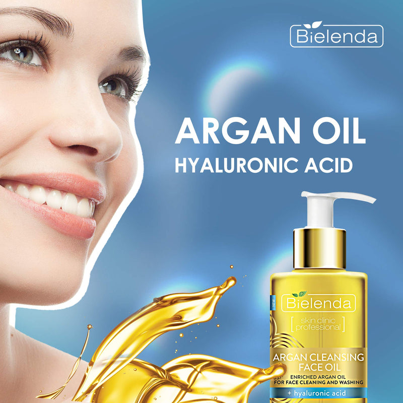 [Australia] - Bielenda Argan Face Oil - Essential Face Treatment Effectively Cleans And Removes Makeup Deeply Moisturizes And Smoothes The Skin Anti-Age Effect - Argan Cleansing Face Oil With Hyaluronic Acid - 140 ml 