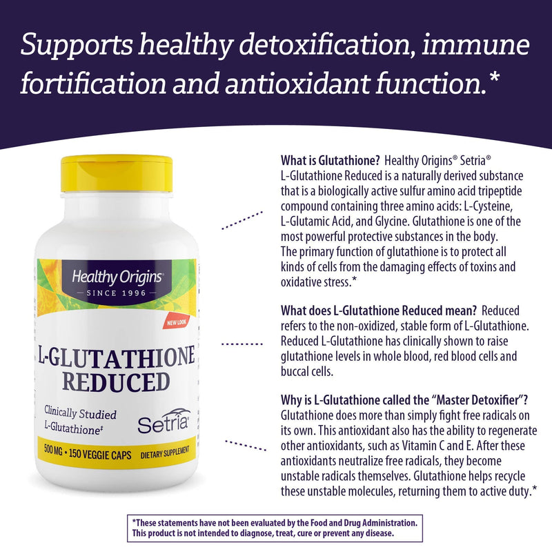 [Australia] - Healthy Origins L-Glutathione (Setria) 500 mg, 150 Veggie Caps 