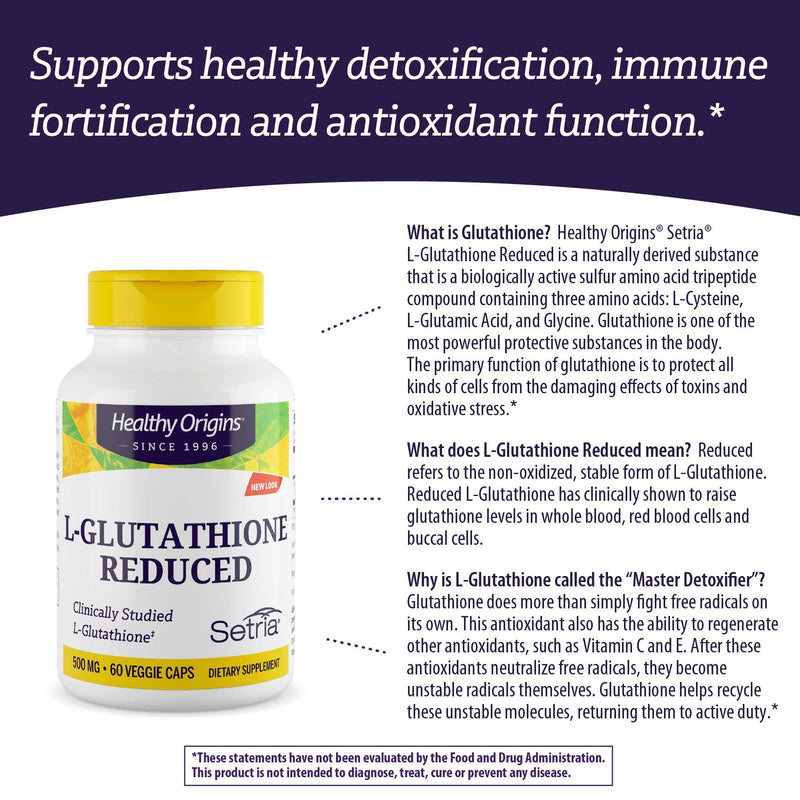 [Australia] - Healthy Origins L-Glutathione (Setria) 500 mg, 60 Veggie Caps 