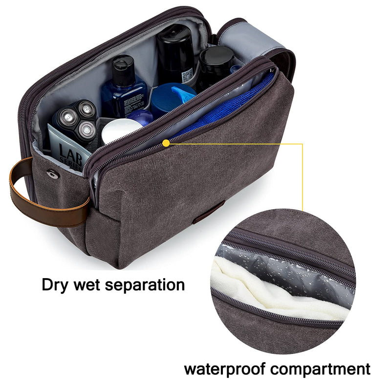 [Australia] - Toiletry Bag for Men, BAGSMART Travel Toiletry Organizer Dopp Kit Water-resistant Shaving Bag for Toiletries Accessories (Large Grey) Large 