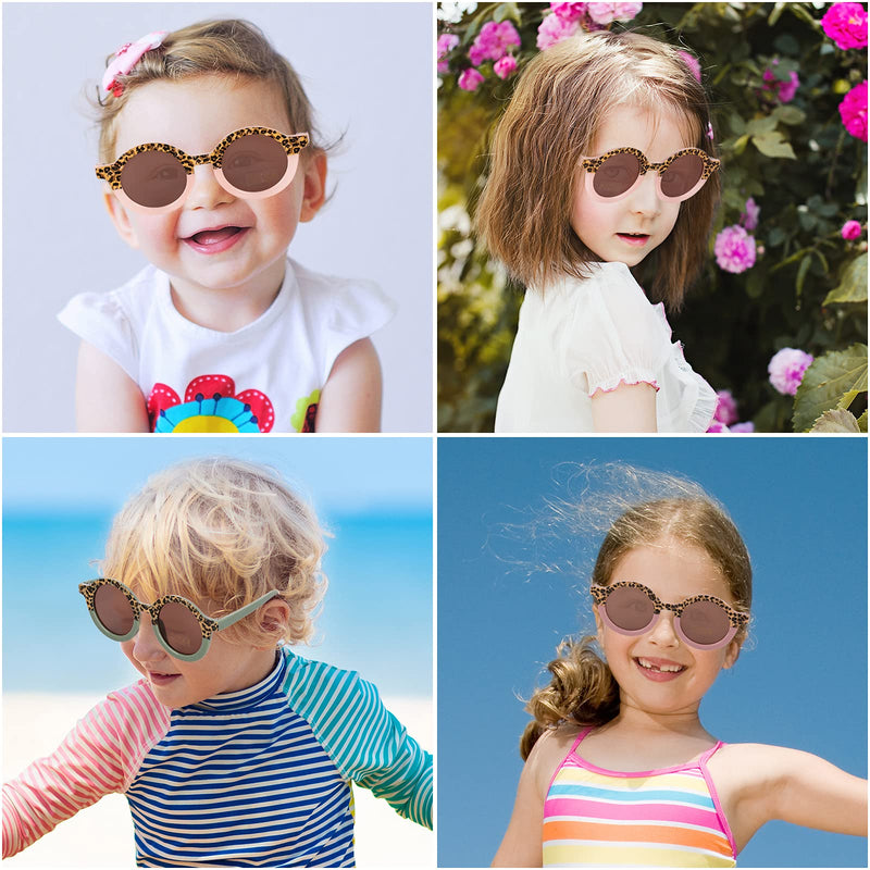 [Australia] - Whaline Sunglasses for Kid Round Leopard Print with 3pcs Storage Bags Cute Decorative Eyewear UV 400 Protection for Baby Girl Boy Teens Summer Beach Party Photography Booth Prop Accessories (3 Pairs) 