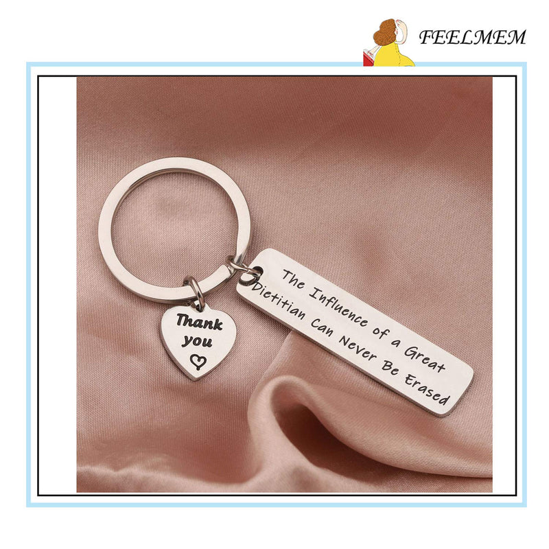 [Australia] - FEELMEM Dietitian Gift Nutrionist Gift Dietitian Appreciation Keychain The Influence of a Great Dietitian Can Never Be Erased Jewelry for Registered Dietitian Dietician silver 